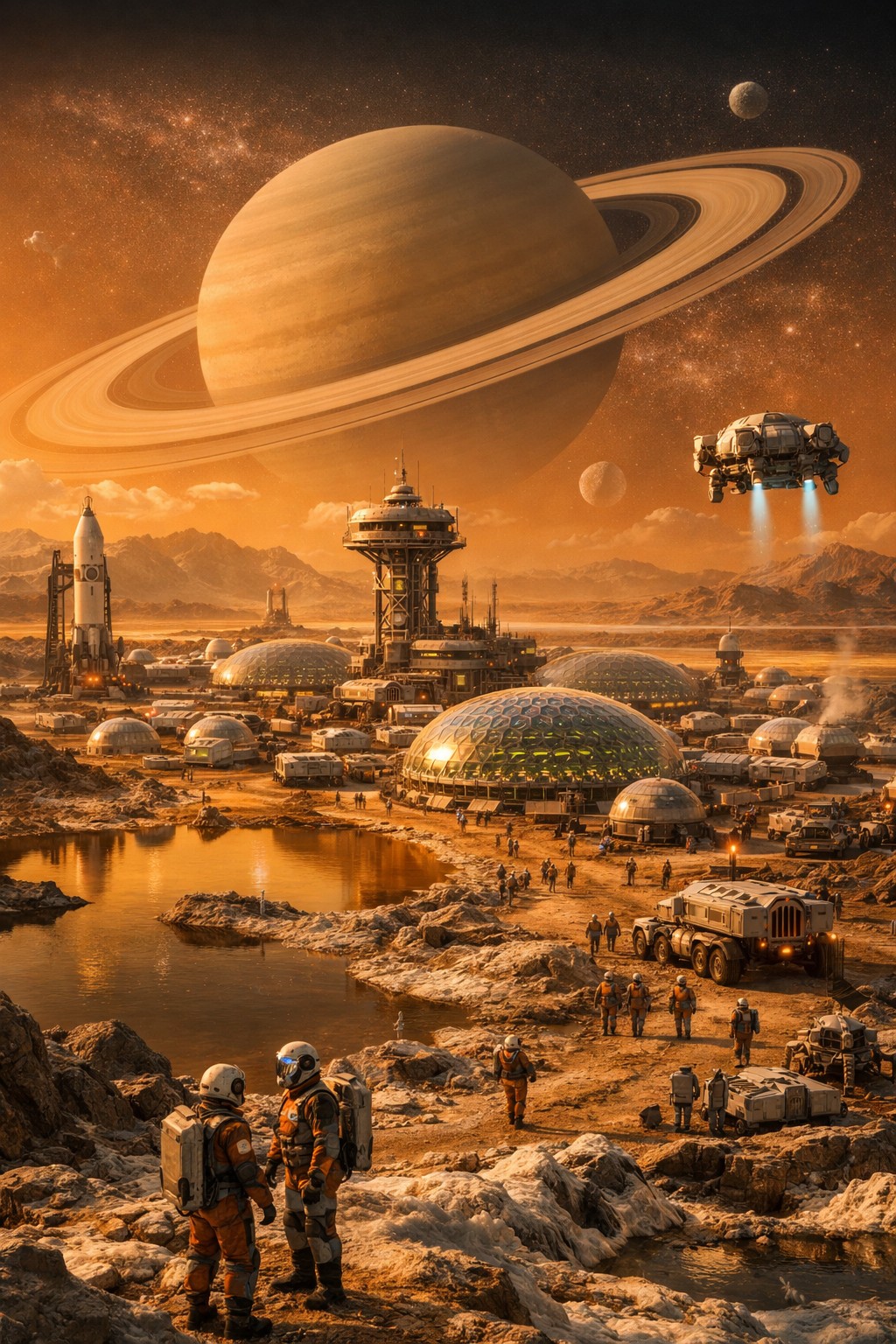 Titan Colony: Humanity's Thriving Sci-Fi Outpost on Saturn's Methane Moon